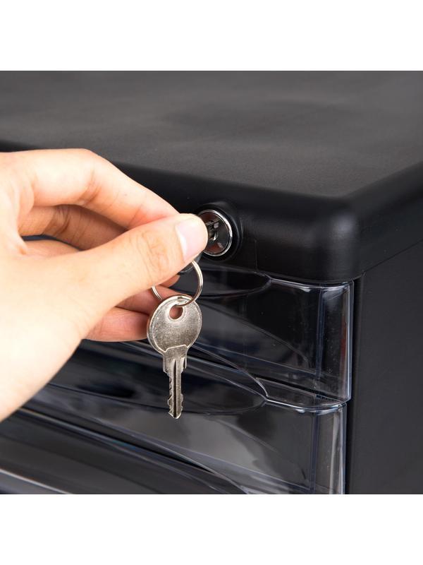 Бокс с выдвижными лотками Deli E9795Bl 5 выдвижн лотков с замком черный