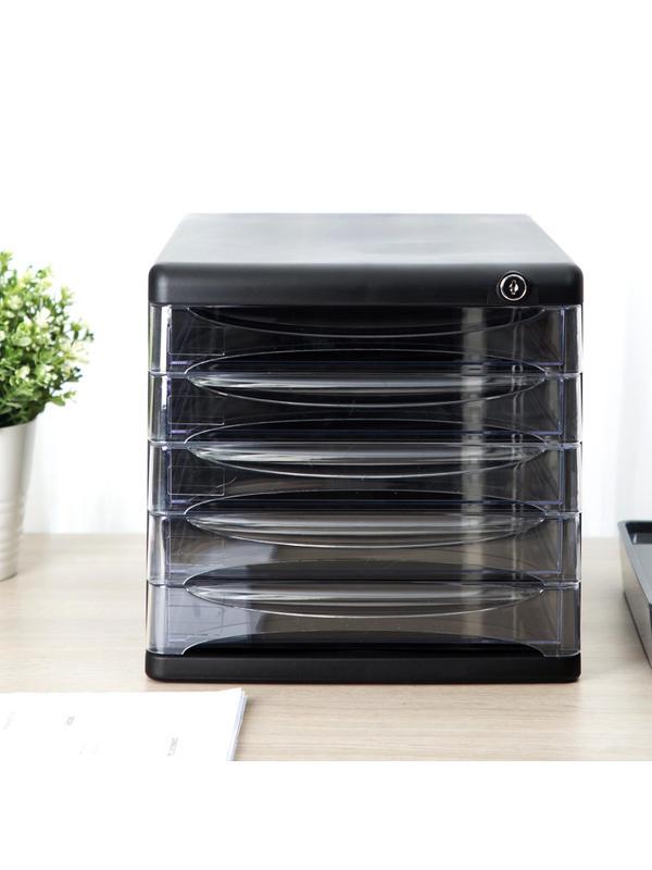 Бокс с выдвижными лотками Deli E9795Bl 5 выдвижн лотков с замком черный