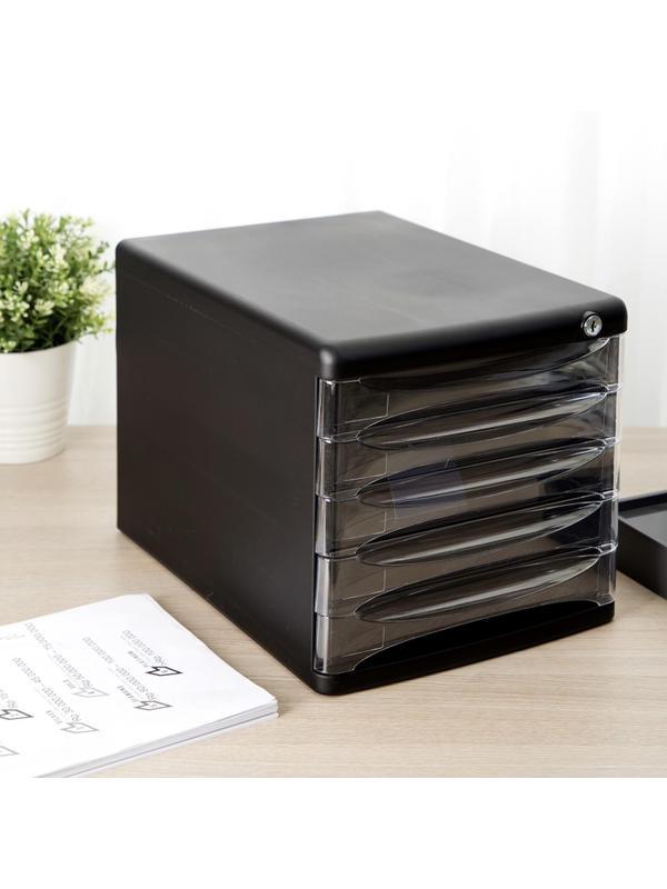 Бокс с выдвижными лотками Deli E9795Bl 5 выдвижн лотков с замком черный