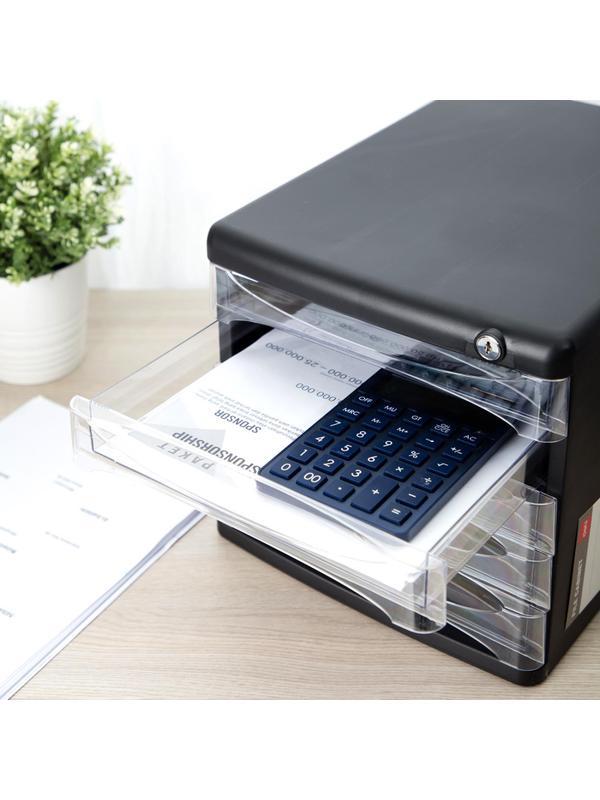 Бокс с выдвижными лотками Deli E9795Bl 5 выдвижн лотков с замком черный