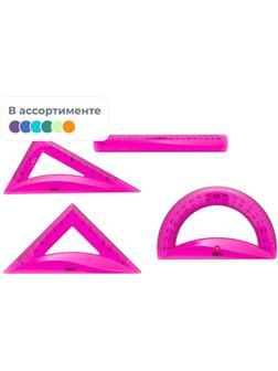 Набор чертежный Deli EG00402 средн: лин 20см,угольн 11 и 8см,трансп12см,асс