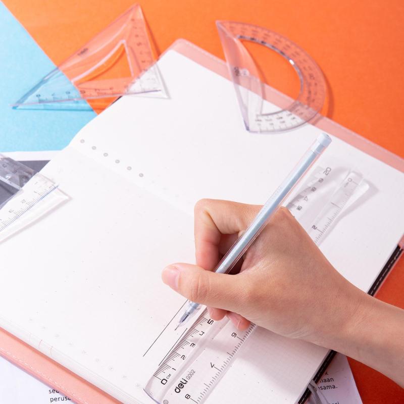 Набор чертежный Deli EG00412 средн:лин 20см,угольн 11 и8см,трансп12см,прозр