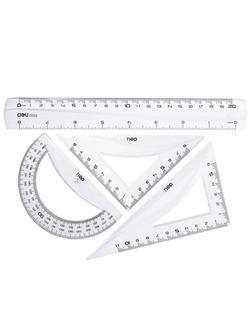 Набор чертежный Deli EG00412 средн:лин 20см,угольн 11 и8см,трансп12см,прозр