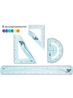 Набор чертежный Deli EH23 больш:лин 30см,угольн 13 и9см,трансп10см,гибк,асс