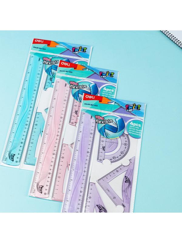 Набор чертежный Deli EH23 больш:лин 30см,угольн 13 и9см,трансп10см,гибк,асс