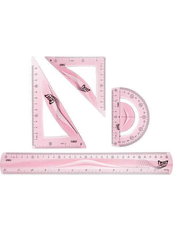 Набор чертежный Deli EH23 больш:лин 30см,угольн 13 и9см,трансп10см,гибк,асс