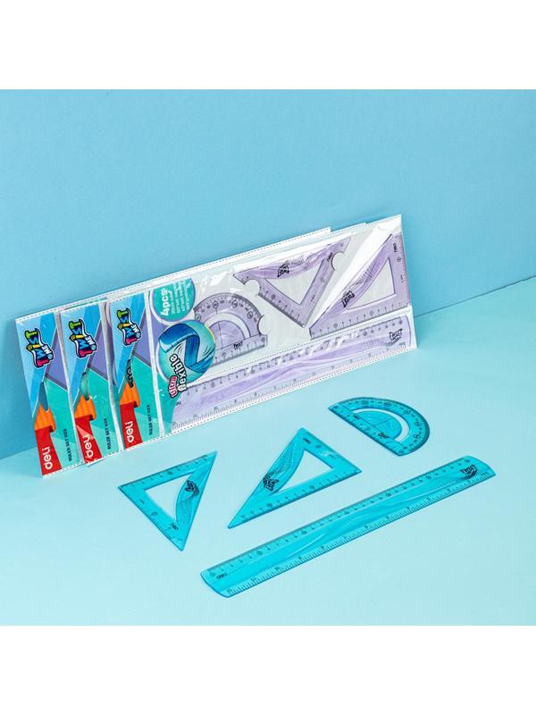 Набор чертежный Deli EH23 больш:лин 30см,угольн 13 и9см,трансп10см,гибк,асс