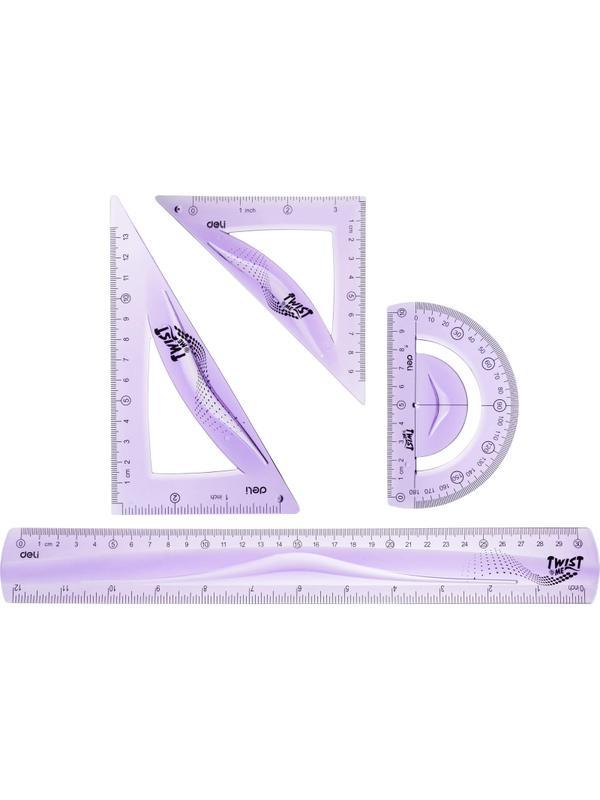 Набор чертежный Deli EH23 больш:лин 30см,угольн 13 и9см,трансп10см,гибк,асс