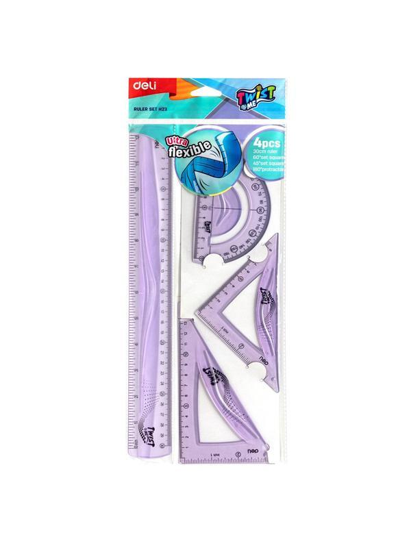 Набор чертежный Deli EH23 больш:лин 30см,угольн 13 и9см,трансп10см,гибк,асс