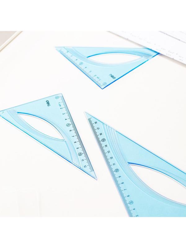 Набор чертежный Deli EH13 большой:лин 30см,угольн 19и13см,трансп 12см,голуб