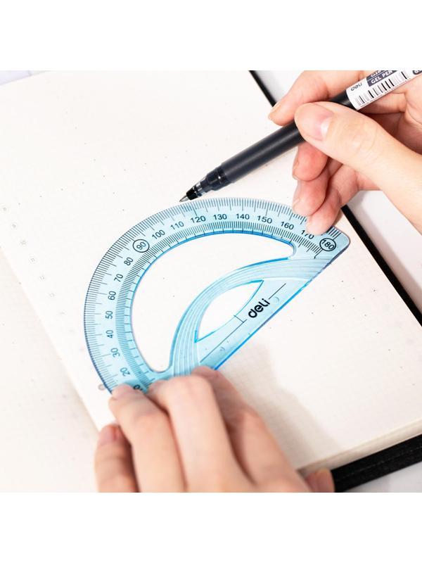 Набор чертежный Deli EH12 средний:лин 20см,угольн 13 и9см,трансп 12см,голуб