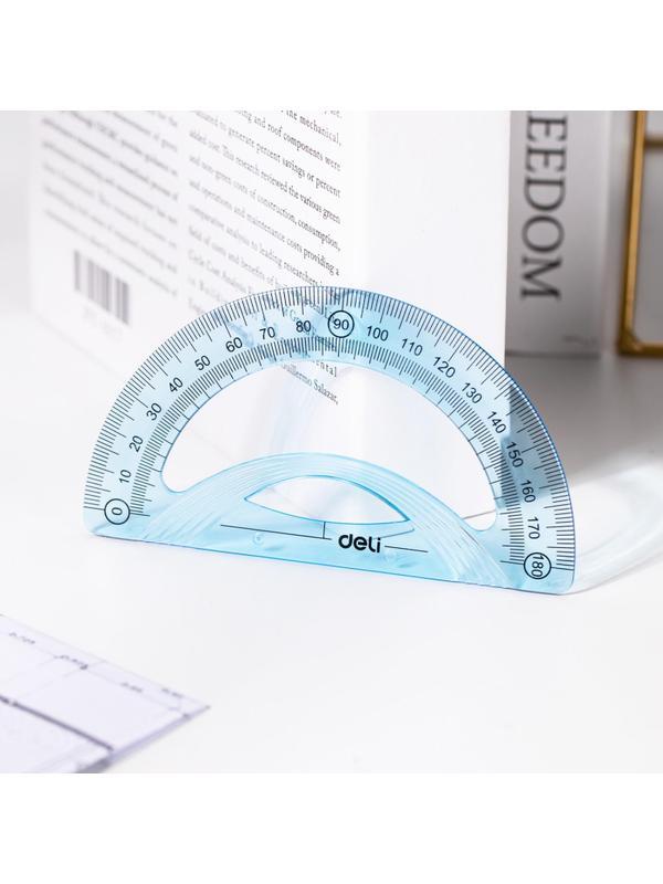 Набор чертежный Deli EH12 средний:лин 20см,угольн 13 и9см,трансп 12см,голуб