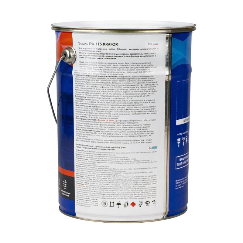 Эмаль ПФ-115 универсальная , алкидная, Krafor, 6 кг, зеленое яблоко