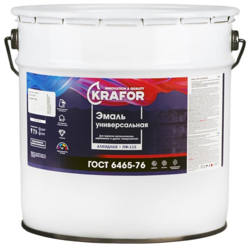Эмаль ПФ-115 универсальная , алкидная, Krafor, 20 кг, желтая №1