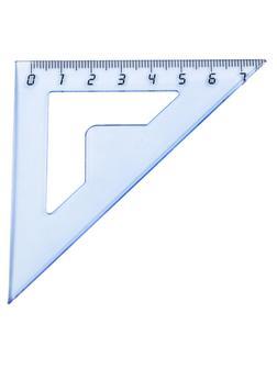 Треугольник 7см №1 School 45 градусов, прозрачный синий