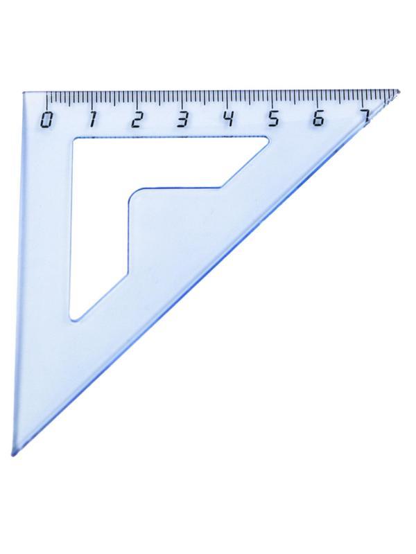 Треугольник 7см №1 School 45 градусов, прозрачный синий