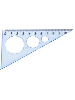 Треугольник 10см №1 School 30 градусов с окружностями прозрачный синий