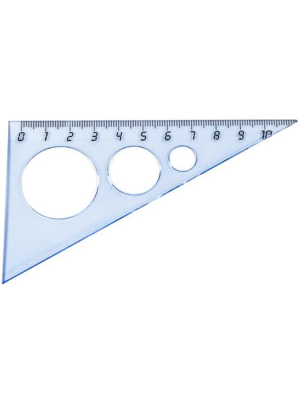 Треугольник 10см №1 School 30 градусов с окружностями прозрачный синий