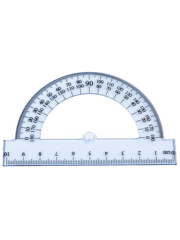 Транспортир 10см №1 School 180 градусов, прозрачный синий