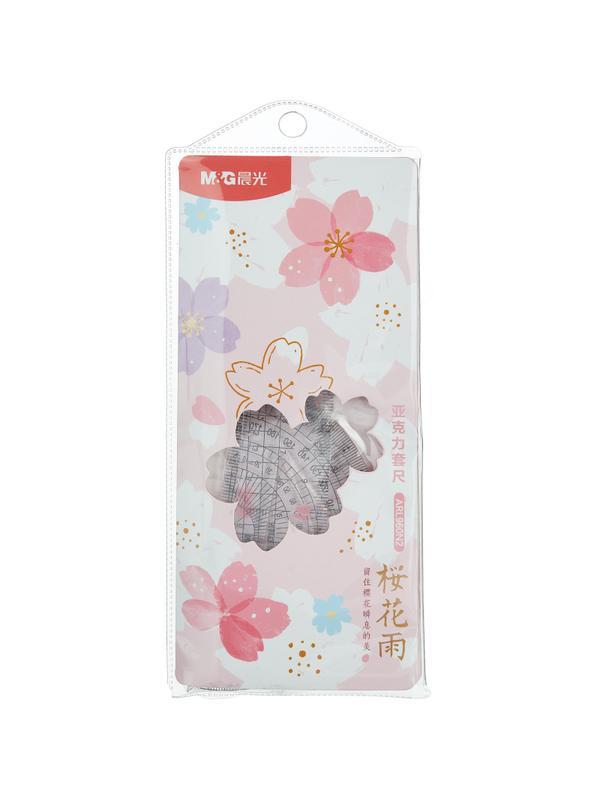 Набор чертежный M&G Sakura Rain (линейка, транспортир, 2 треугольника)