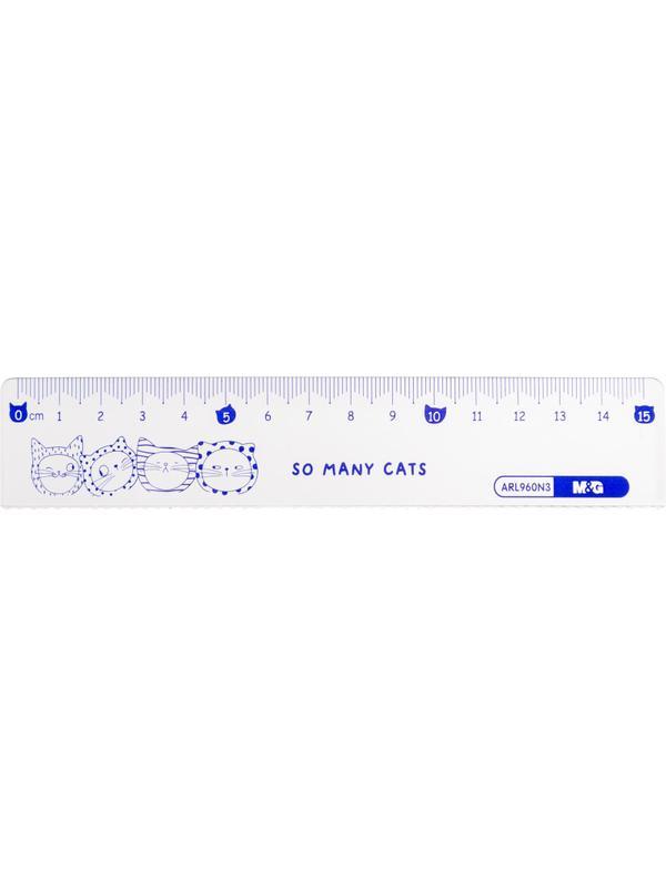 Набор чертежный M&G So Many Cats (линейка, транспортир, 2 треугольн), в асс