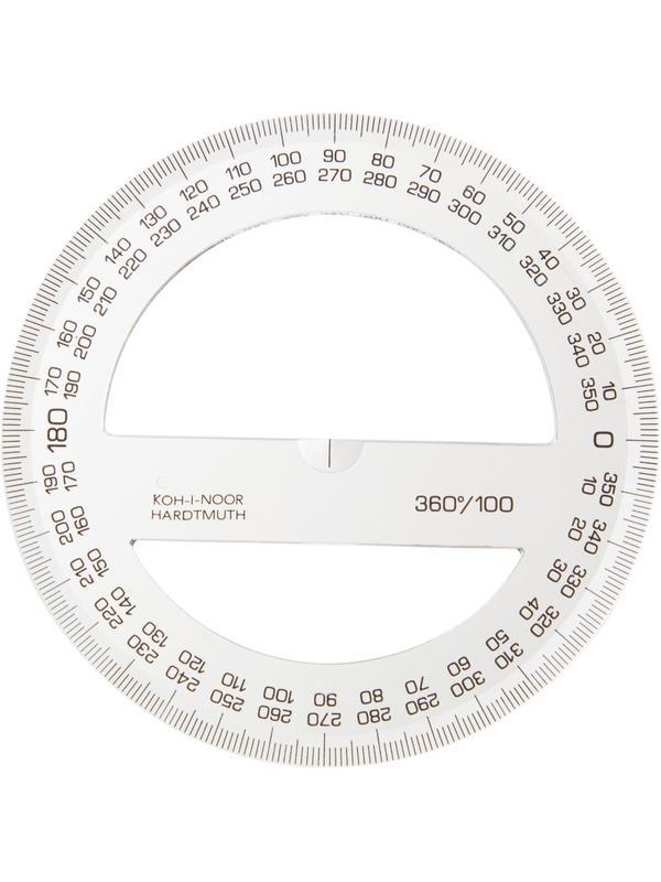 Транспортир 360/100 прозрачн.пластик 746278 пакет с подв 074627800000
