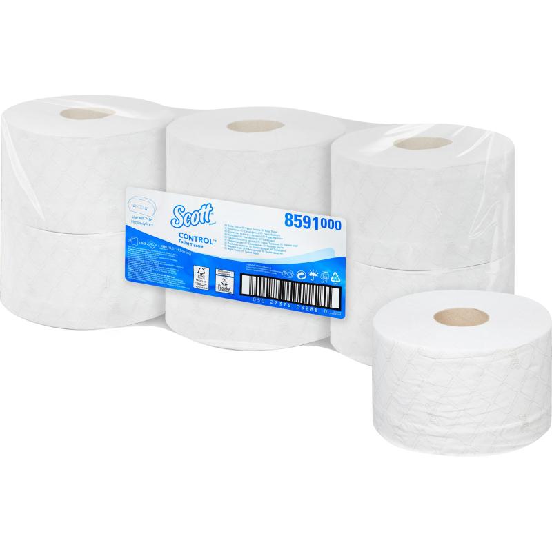 Бумага туалетная KK Scott Control белая 2сл 204м 12 рул/уп 8591