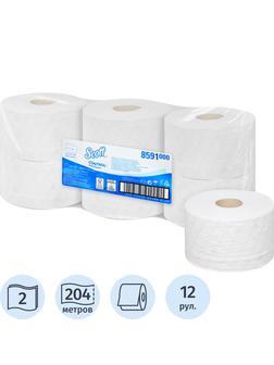 Бумага туалетная KK Scott Control белая 2сл 204м 12 рул/уп 8591