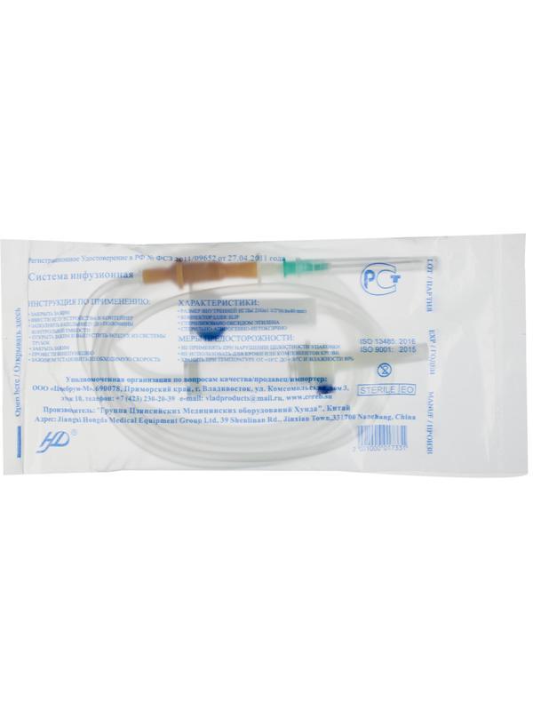 Система переливания р-ров одноразовая с иглой, 21G(0,8x40), 150см
