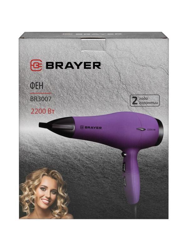 Фен BRAYER BR3007, 2200 Вт, 2 cкор, 3 темп., узкий конц., холод