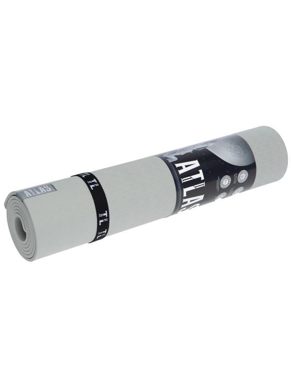 Коврик для йоги и фитнеса ATLAS, TPE, 183х61х0,6 см, СЕРЫЙ