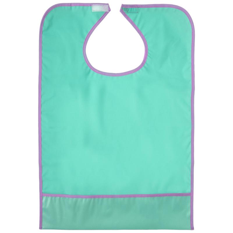 Нагрудник многоразовый, с карманом, ПВХ, зеленый, Beside 2шт/уп