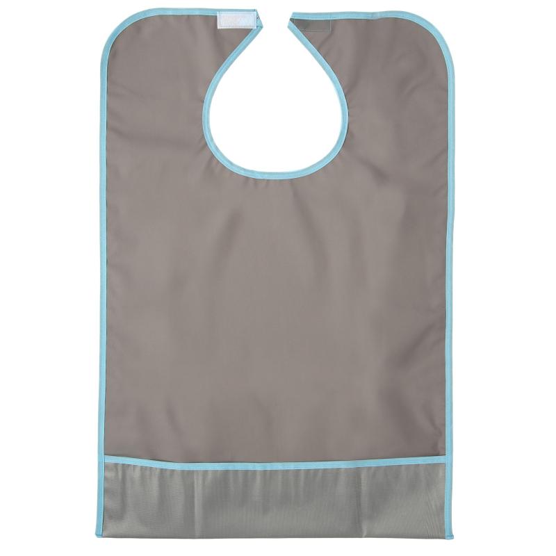 Нагрудник многоразовый, с карманом, ПВХ, серый, Beside 2шт/уп