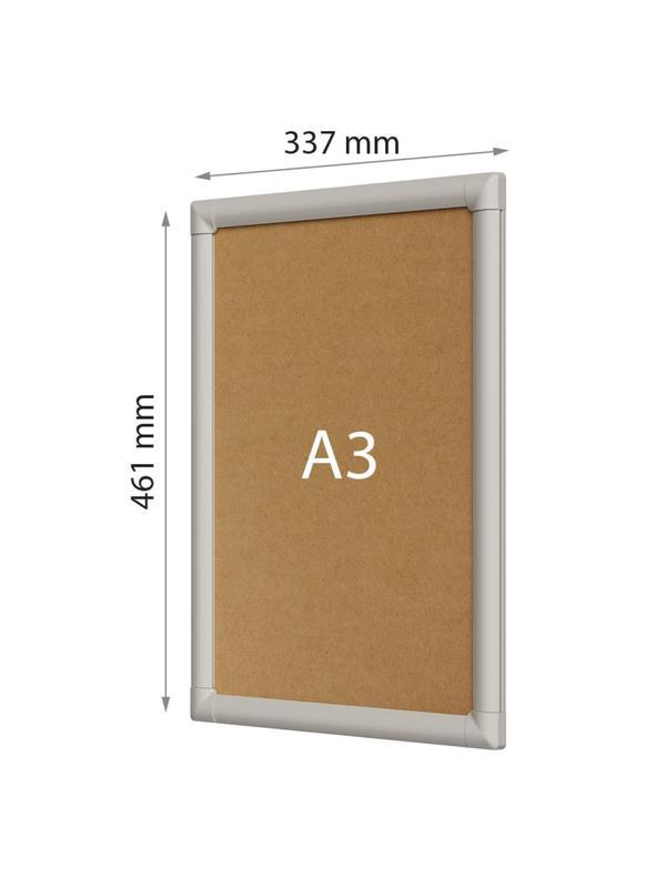 Рамка A3 Attache пласт.клик-профиль, углы прямоугольные, цвет серый