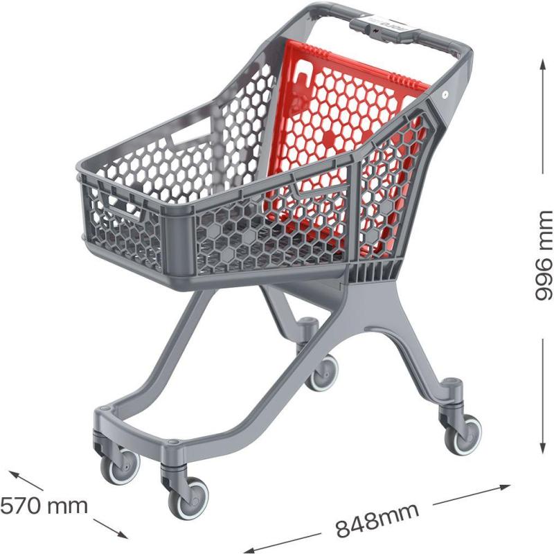 Тележка покупательская EVR_SURF S пластик. серая, задн.ст. красн. RAL 2002