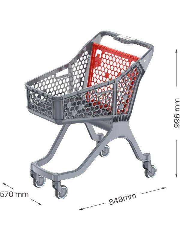 Тележка покупательская EVR_SURF S пластик. серая, задн.ст. красн. RAL 2002