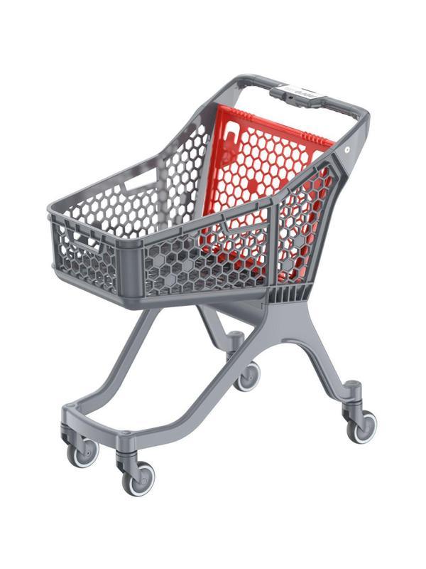 Тележка покупательская EVR_SURF S пластик. серая, задн.ст. красн. RAL 2002