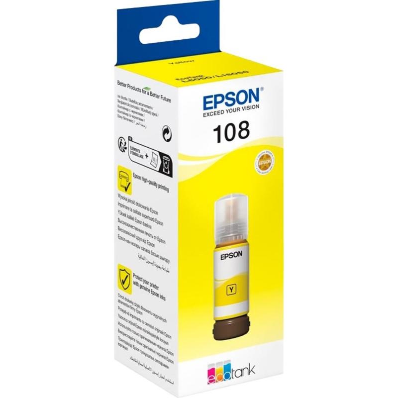 Чернила Epson 108 EcoTank Ink C13T09C44A для Epson L8050/L18050,Yellow 70ml
