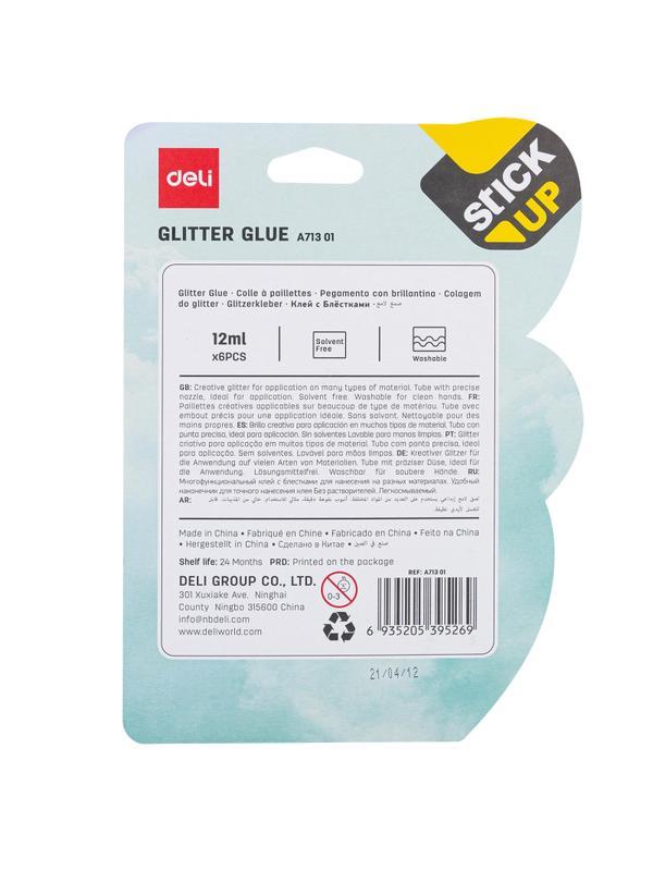 Глиттер гель Deli EA71301 12мл блистер с блестками (упак.:6шт) Explora