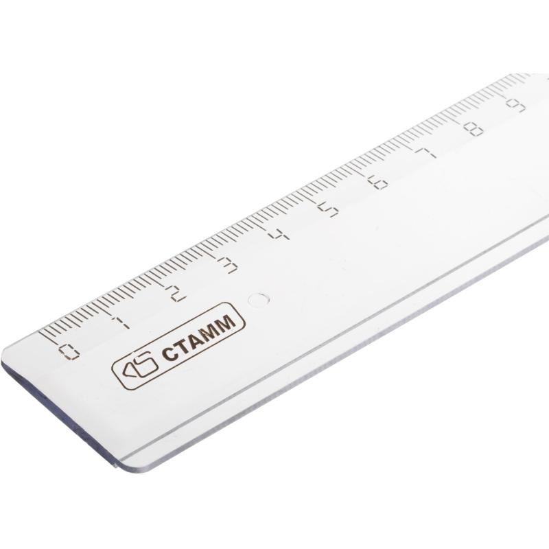 Линейка 40см прозрачная б/цветная СТАММ ЛН53 (Лин43) пластик