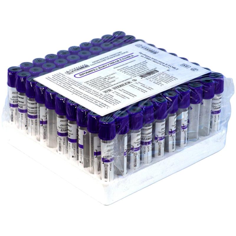 Вакуумные пробирки с ЭДТА-К2 2 мл, K2E 1375 ЕЛАМЕД 100шт/уп 1064