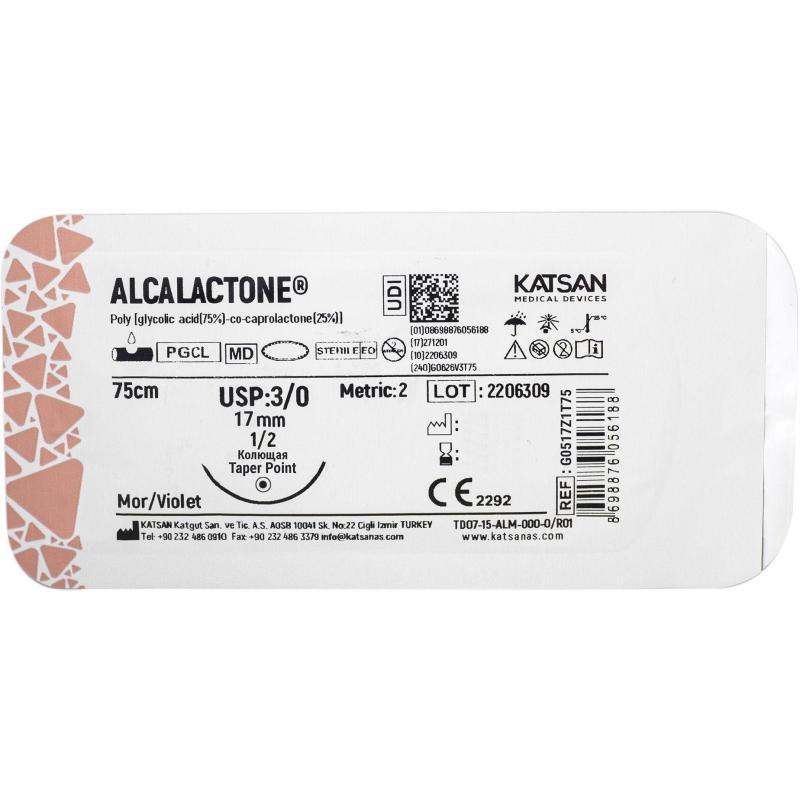 Шовный материал ALCALACTONE 3/0 17 1/2 TAPER POINT кол. 75 см уп/12 шт