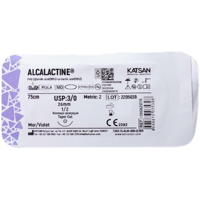 Шовный материал ALCALACTINE 3/0 26 1/2 TAPER CUT кол-реж.75 уп/36 шт