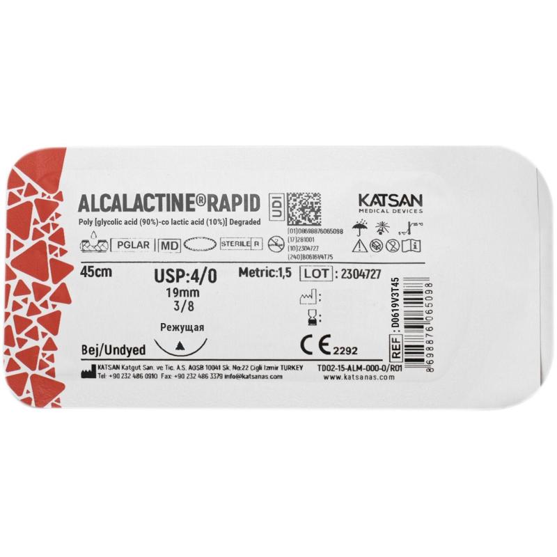 Шовный материал ALCALACTINE RAPID 4/0 19 3/8  CUTTING EDGE реж. 45 уп/24 шт