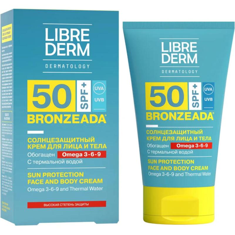 Крем для лица солнцезащитный LIBREDERM BRONZEADA Омега/терм вод SPF50,150мл