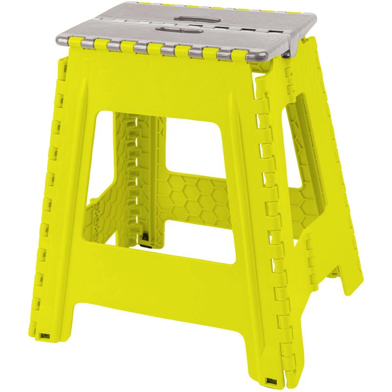 Стремянка -табурет пластик большая складная Color-X серо-желтая
