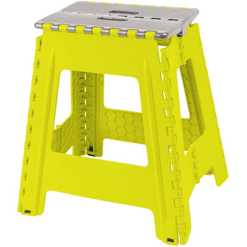 Стремянка -табурет пластик большая складная Color-X серо-желтая
