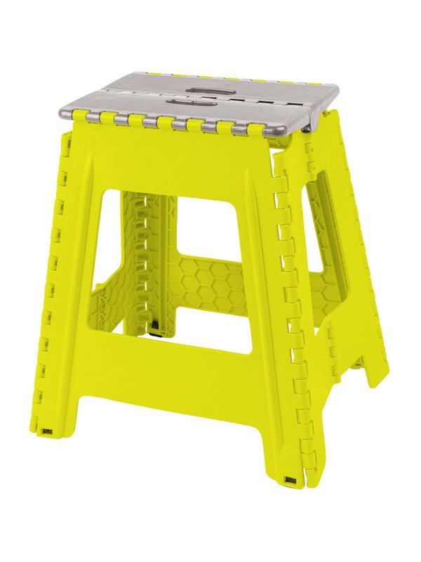 Стремянка -табурет пластик большая складная Color-X серо-желтая