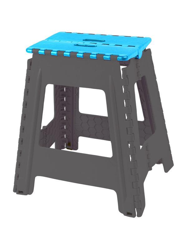 Стремянка -табурет пластик большая складная Color-X серо-голубая