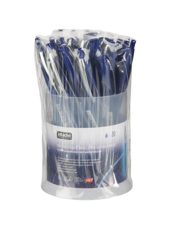Ручка шариковая автомат. Attache Selection UltraSpace д.ш.0,7мм,син,масл